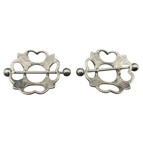 Piercing Jewelry Stainless Steel Chest Piercing Rings with Hearts 1.5" Wide - Picture 3 of 3